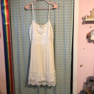 Rue+ Rue 21 plus size cream and white lace spaghetti strap summer mini dress 3X